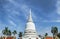 Big white stupa on blue sky in Wat Phra Si Mahathat woramahawihan Bang Khen, Bangkok Thailand