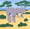 Big wild elephant in Africa nature, savanna landscape. African animals in savana park, safari parkland. Huge mammals