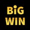 Big Win banner. Golden text with dollar sign gold coin. Decoration element for online casino, roulette, poker, slot machines, card