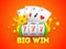 Big Win poster or banner design with realistic slot machine.