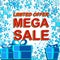 Big winter sale poster with LIMITED OFFER MEGA SALE text. Advertising vector banner