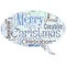 Big word cloud in the shape of spech bubble with words Merry Christmas. Annual tradition to celebrate the birth of Jesus