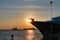 Big yacht in Venice in Italy. Blurred soft focus background. Abstract concept with bokeh and light