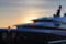 Big yacht in Venice in Italy. Blurred soft focus background. Abstract concept with bokeh and light