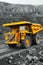 Big yellow anthracite mining truck in open pit coal mine industry for efficient resource extraction