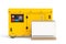 Big Yellow Outside Auxiliary Electric Power Generator Diesel Unit for Emergency Use with Blank Paper Desk Spiral Calendar. 3d