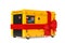 Big Yellow Outside Auxiliary Electric Power Generator Diesel Unit for Emergency Use with Red Gift Ribbon and Bow. 3d Rendering