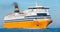 Big yellow passenger ferry ship goes on Sea