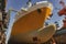 big yellow roro vessel inside a dry dock for repair