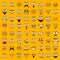 Big yellow set of cute happy smiley emotions,vector illustration