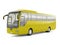 Big yellow tour bus on a white background.
