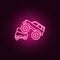 Bigfoot car crushes cars neon icon. Elements of bigfoot car set. Simple icon for websites, web design, mobile app, info graphics