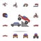 bigfoot car in jump field coloricon. Detailed set of color big foot car icons. Premium graphic design. One of the collection icons