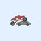 bigfoot car rides through cars field outline icon. Element of monster trucks show icon for mobile concept and web apps. Field outl