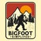 Bigfoot Emblem Patch Logo Poster Label Vector Illustration Retro Vintage Badge Sticker Design