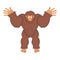 Bigfoot guilty. Yeti surprise. Abominable snowman culpablen. Vector illustration