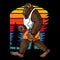 Bigfoot running retro vector illustration