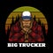 Bigfoot trucker retro vector illustration
