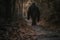 bigfoot in the woods walking at day time, neural network generated photorealistic image