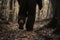 bigfoot in the woods walking at day time, neural network generated photorealistic image