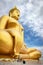 He biggest sitting Buddha image in Thailand at Wat Muang Temple. The image, made of cement and painted in gold color