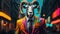 Bighorn sheep head portrait wearing suit