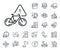 Bike attention line icon. City bicycle transport sign. Plane, supply chain and place location. Vector