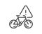 Bike attention line icon. City bicycle transport sign. Vector