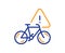Bike attention line icon. City bicycle transport sign. Vector