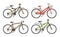 Bike, bicycle set icons. Cycling, transport concept. Vector illustration