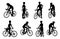 Bike and Bicyclist Silhouettes Set