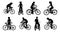 Bike and Bicyclist Silhouettes Set