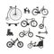 Bike black silhouette mountain, ride, transportation sport race vector.