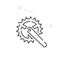 Bike Chainring Vector Line Icon, Symbol, Pictogram, Sign. Light Abstract Geometric Background. Editable Stroke
