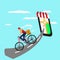 A bike courier was delivering orders through the online trading in smartphone applications