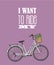 Bike cruiser illustration. Hand drawn vecctor beautiful illustration with city women`s bicycle.