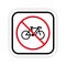 Bike Cycle Ban Black Silhouette Icon. Bicycle Parking Forbidden Pictogram. Bike Race Red Stop Circle Symbol. No Allowed