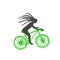 Bike with cyclist. Vector icon. Poster, Sticker design.