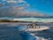 Bike on frozen Lake Laberge, Yukon, Canada