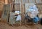 Bike of garbage collector loaded with different kinds of waste in the Medina of Marrakech, Morocco.