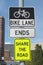 Bike Lane Ends Sign