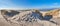 Bike path and pedestrian entrance to the beach in Hiddensee island, Baltic See in Germany, panorama