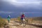 Bike race in storm desert