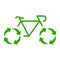 Bike with Recycling Wheels Symbol, Eco Friendly Transport Concept. Reusing Green Energy Bicycle Silhouette Icon. Ecology