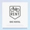 Bike rental gradient thin line icon for logo. Signboard for shop. Modern vector illustration