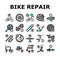 Bike Repair Service Collection Icons Set Vector