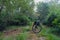 A bike  ride in a natural moor on a summer morning