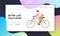 Bike Rider Website Landing Page, Man Cyclist Riding Bike Outdoors, Bicycle Active Sport Life and Healthy Lifestyle Activity