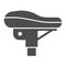 Bike seat solid icon, bicycle concept, bike saddle sign on white background, cycling seat icon in glyph style for mobile