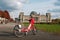 Bike sharing bicycle Jump by Uber in front of the Reichstag building in Berlin